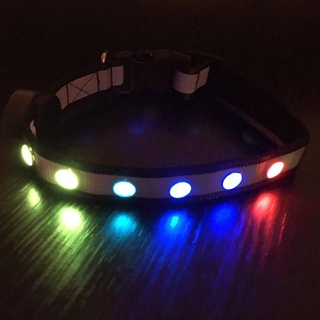 Hundehalsbånd med kunstige juveler - Multifarvet lys- 